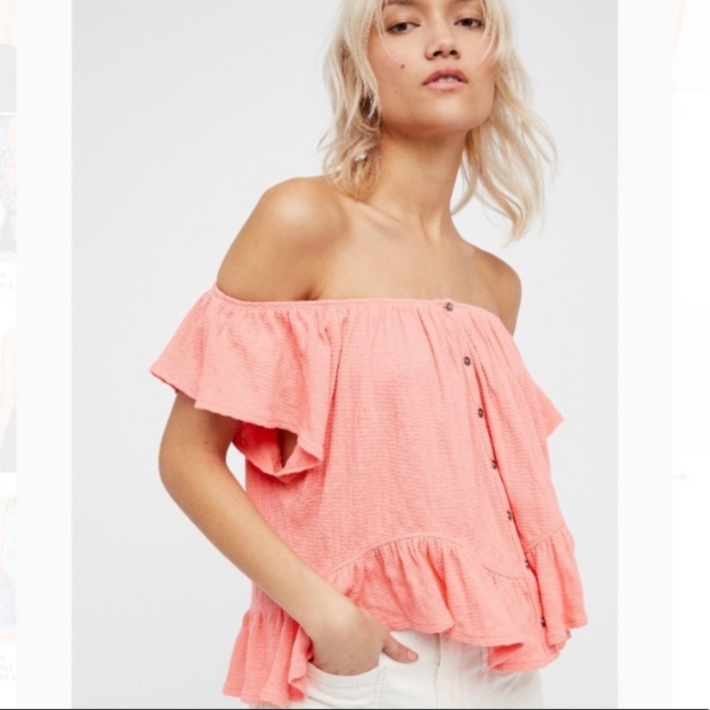 Free People Mint Julep Top in Neon Coral